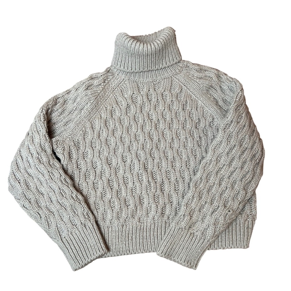 H&M Knit Sweater Turtleneck Cable Knit Long Sleeve Beige Women's‎ Medium